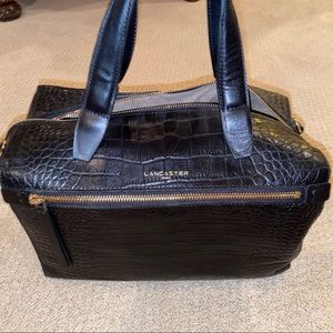 lancaster paris black cow leather handbag